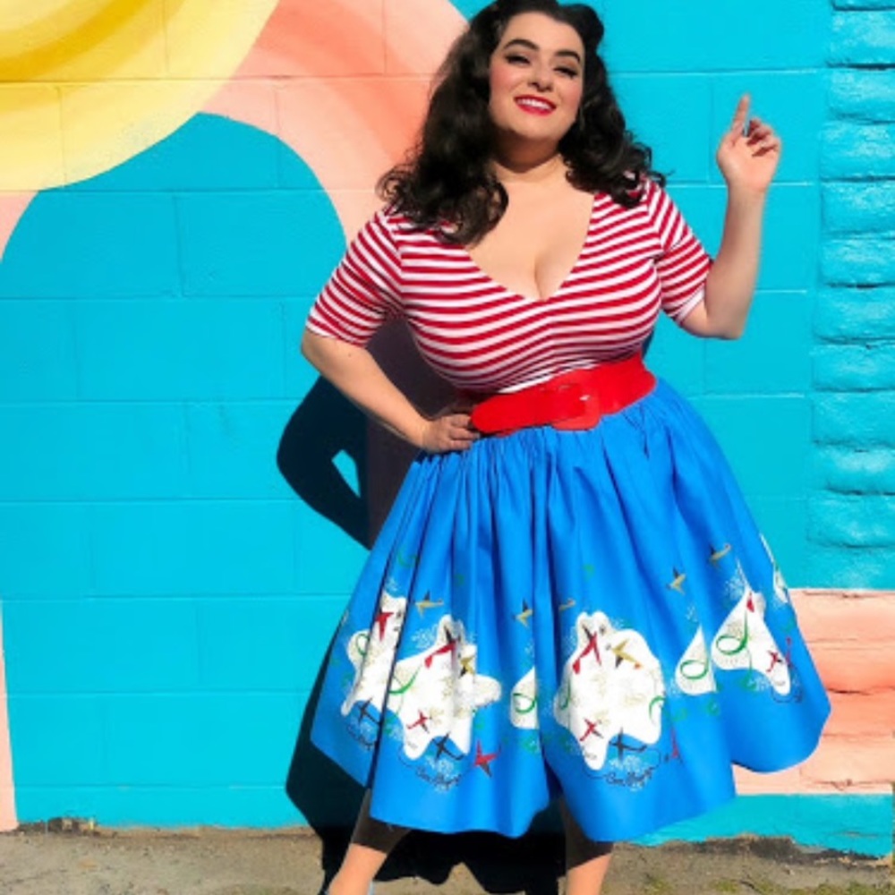 Mary Blair Airplanes Skirt Pinup Couture L